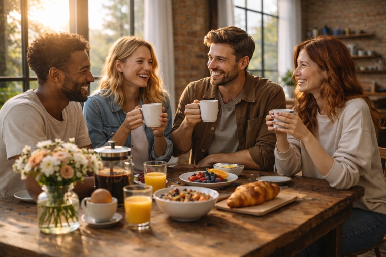 Gutschein für einen langen Frühstückstisch